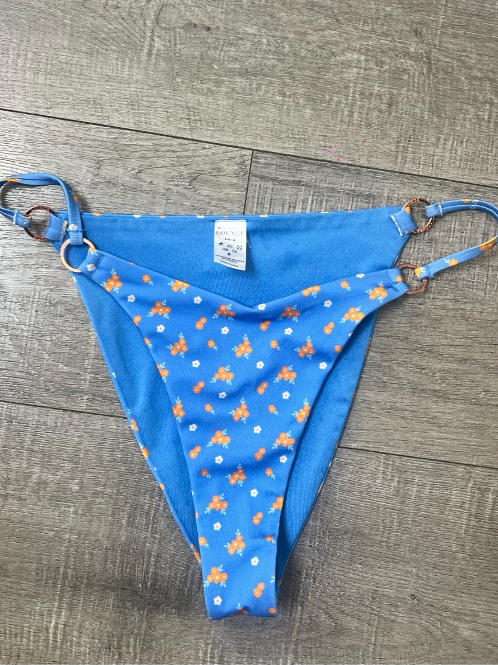 Lounge Blue Floral Bikini Bottom Size S LIKE NEW